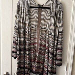 Stylish Striped Open-Front Cardigan